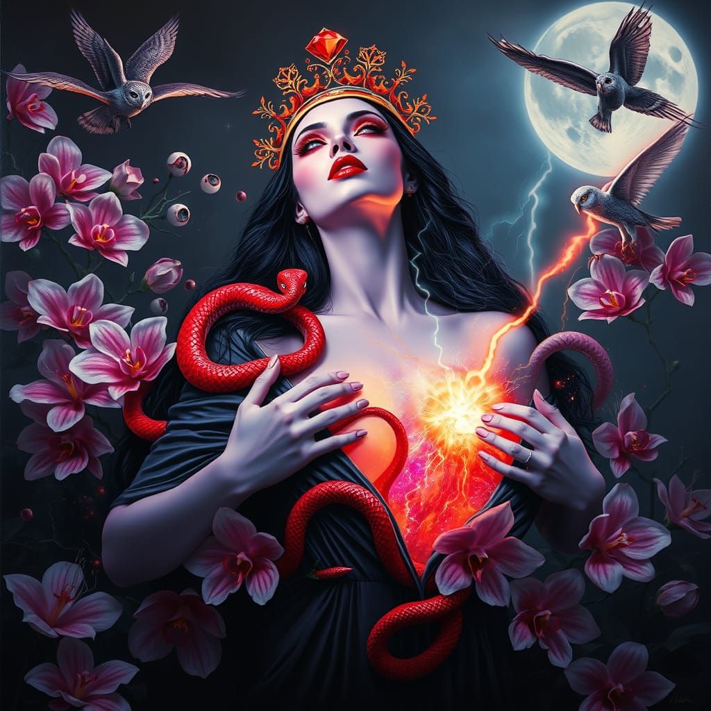 Goddess of Supernova: Violet Skin, Neon Snakes, Galaxy Strea...