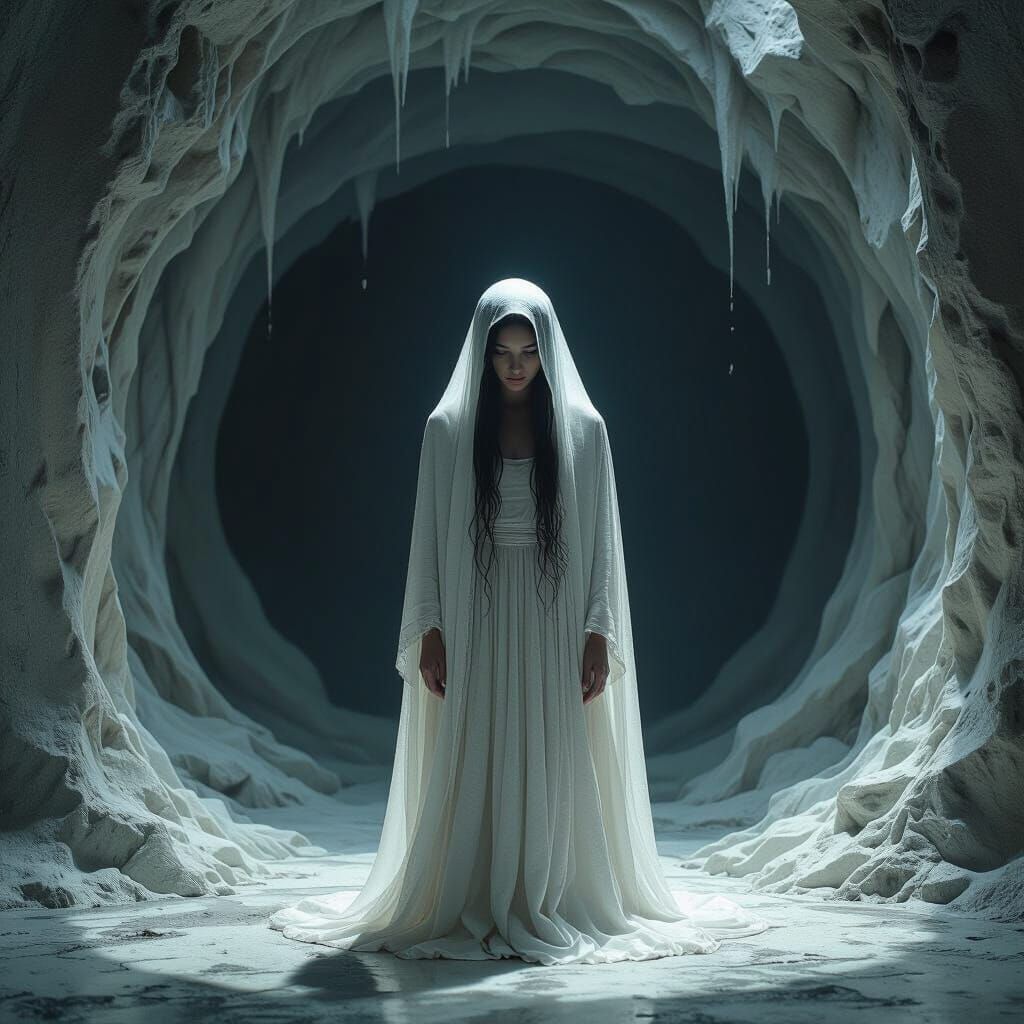 Ethereal Figure in Warped Space