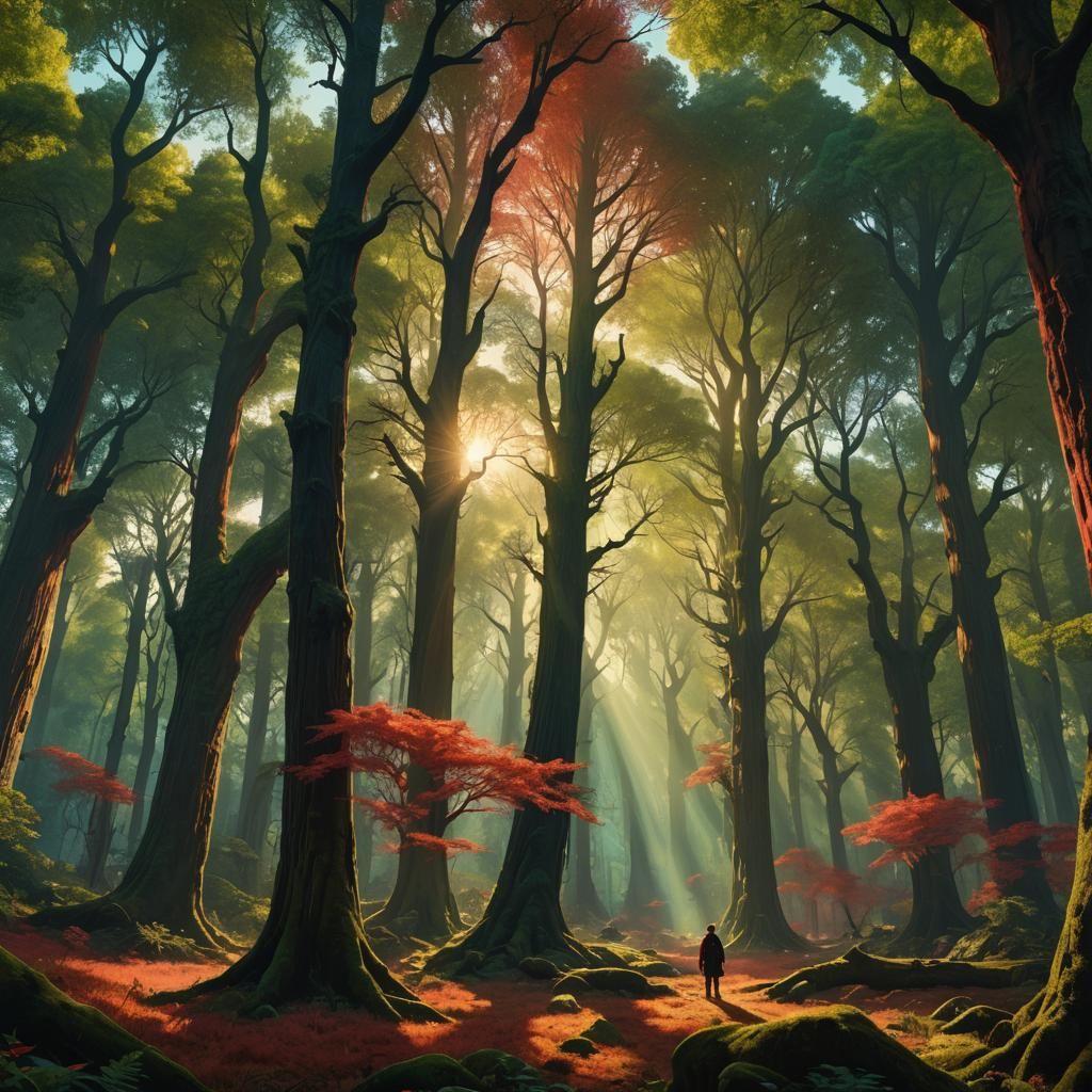 Alien Forest Matte Painting with Red Grass