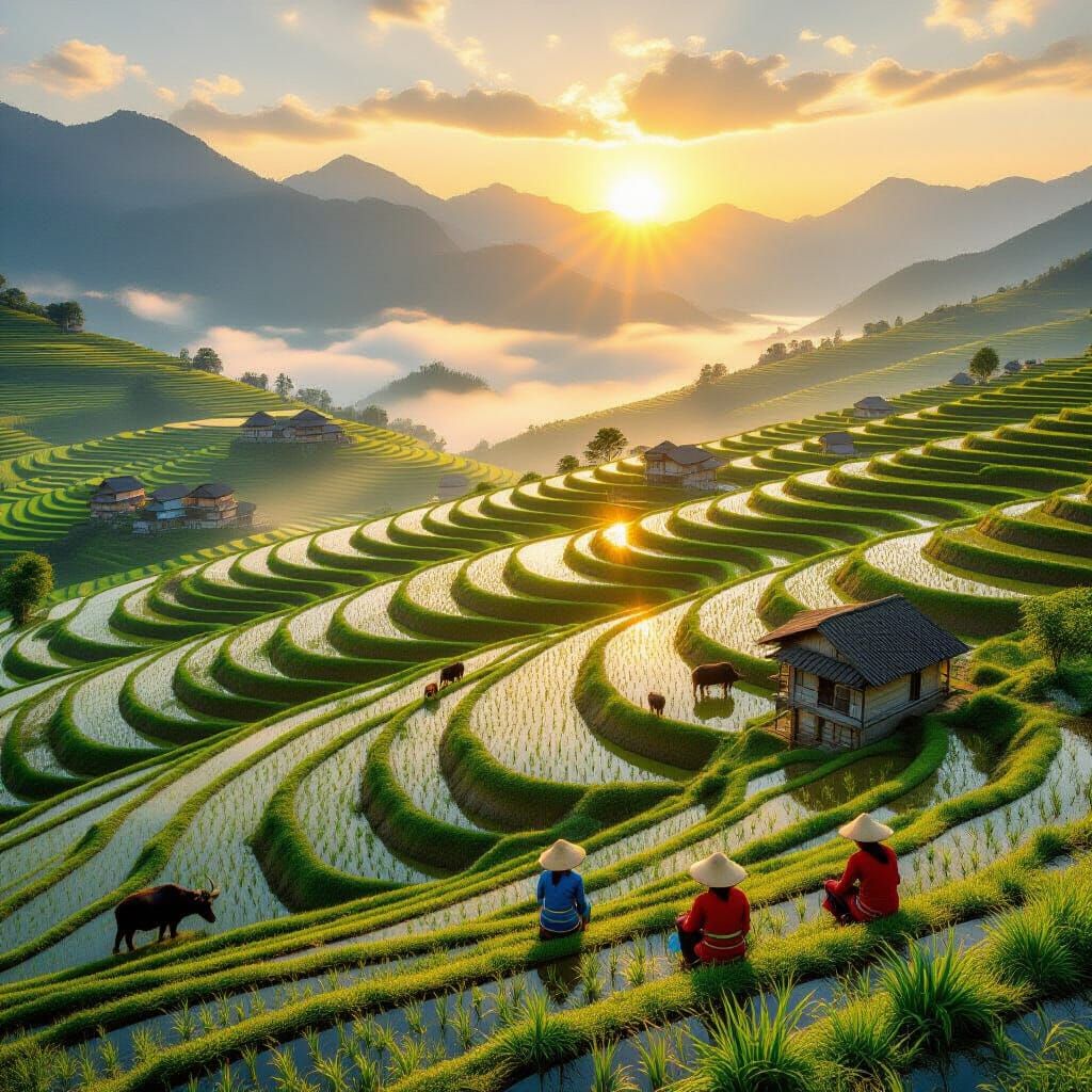Sapa Rice Terraces Sunrise in Northern Vietnam