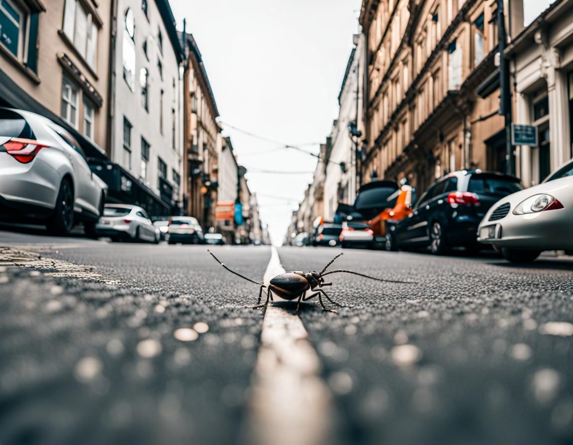 Bug's-Eye View of a City Street