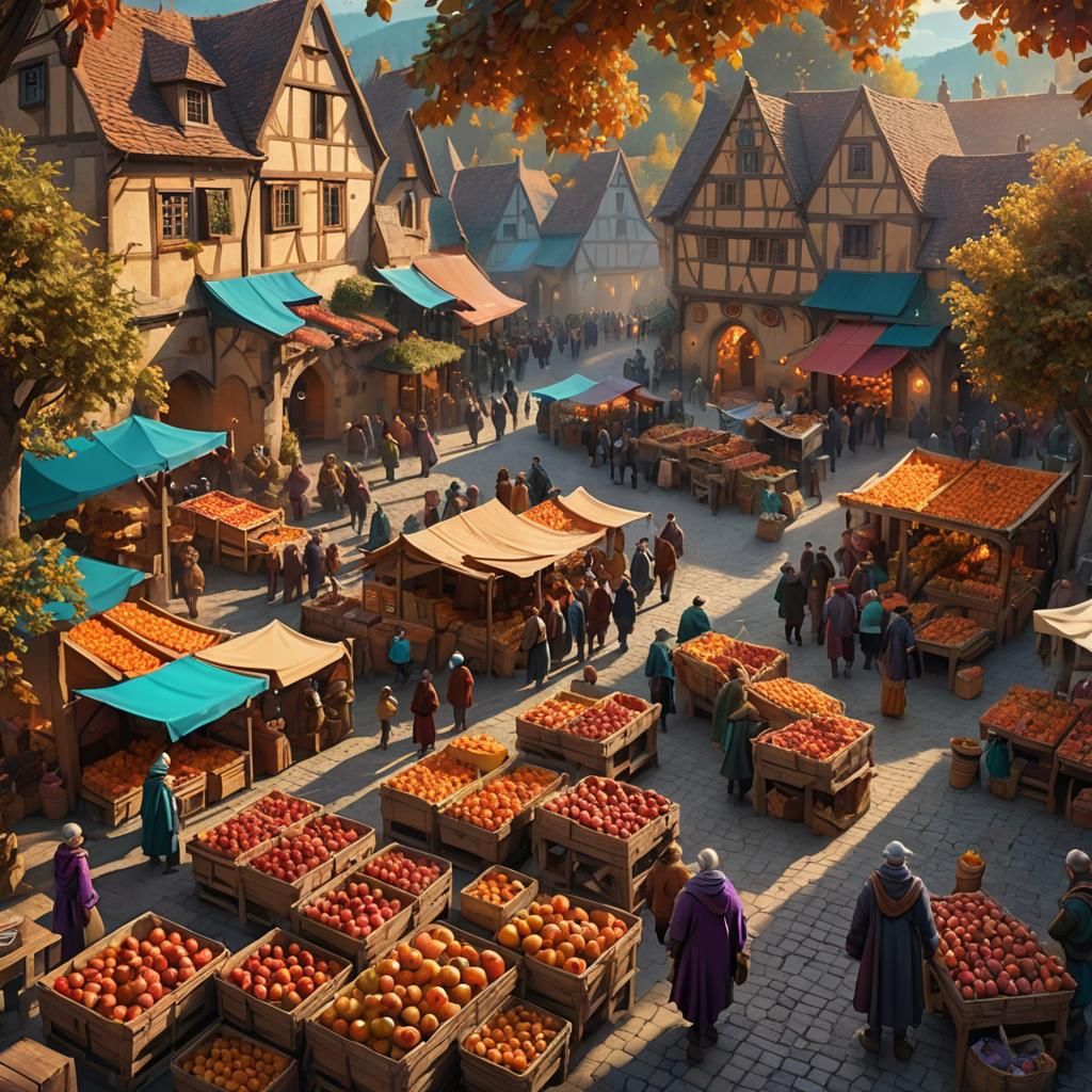 Medieval Apple Festival: Fantasy Concept Art