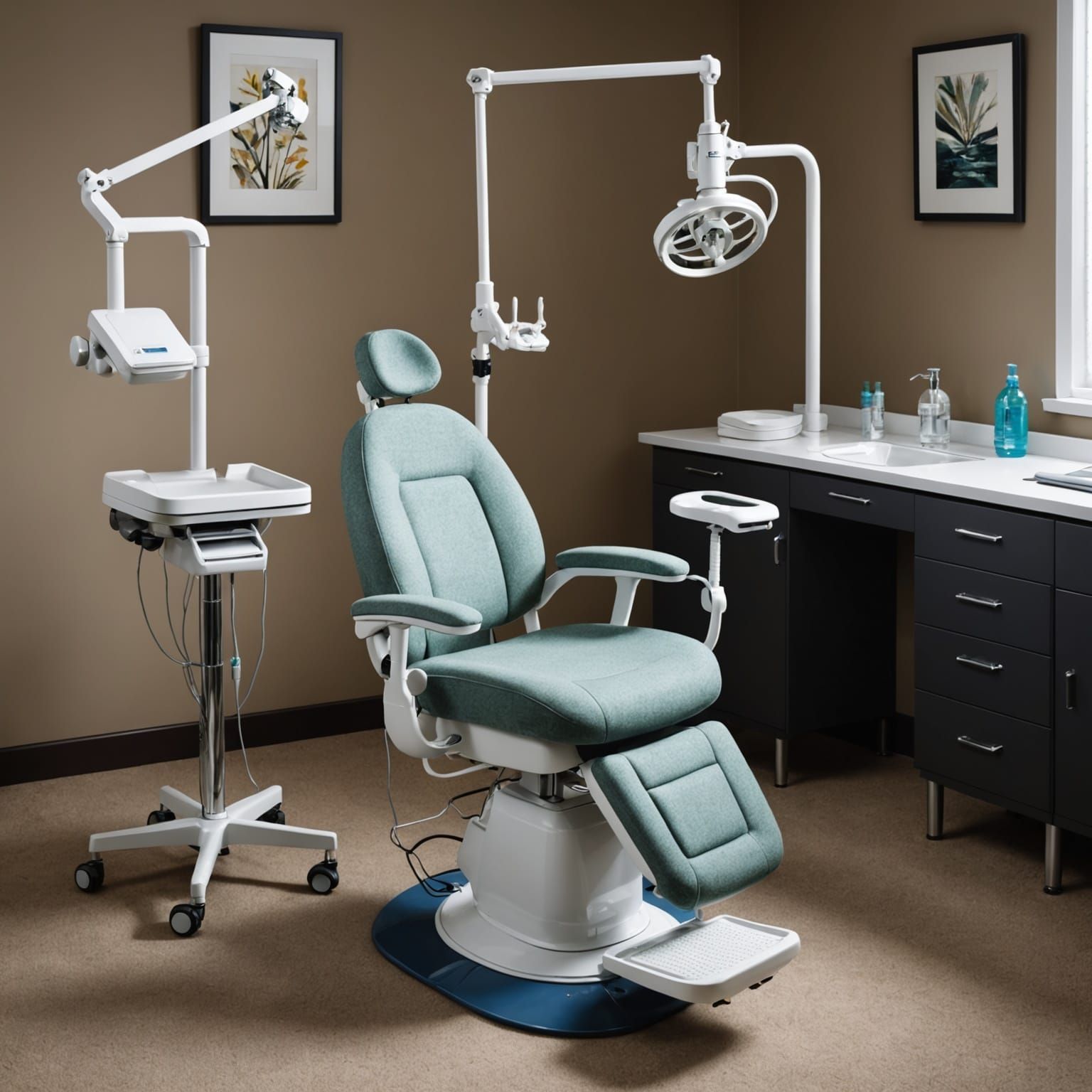 Vintage Style Dental Chair Made of Woollen Textiles