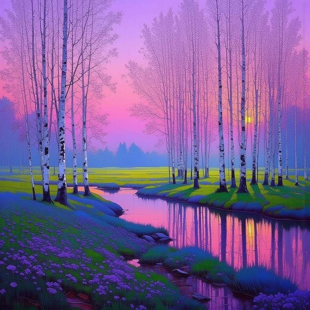 Vibrant Floral Landscape in Colorful Harmony