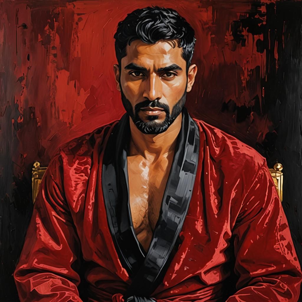 Expressionist Portrait of Man on Throne