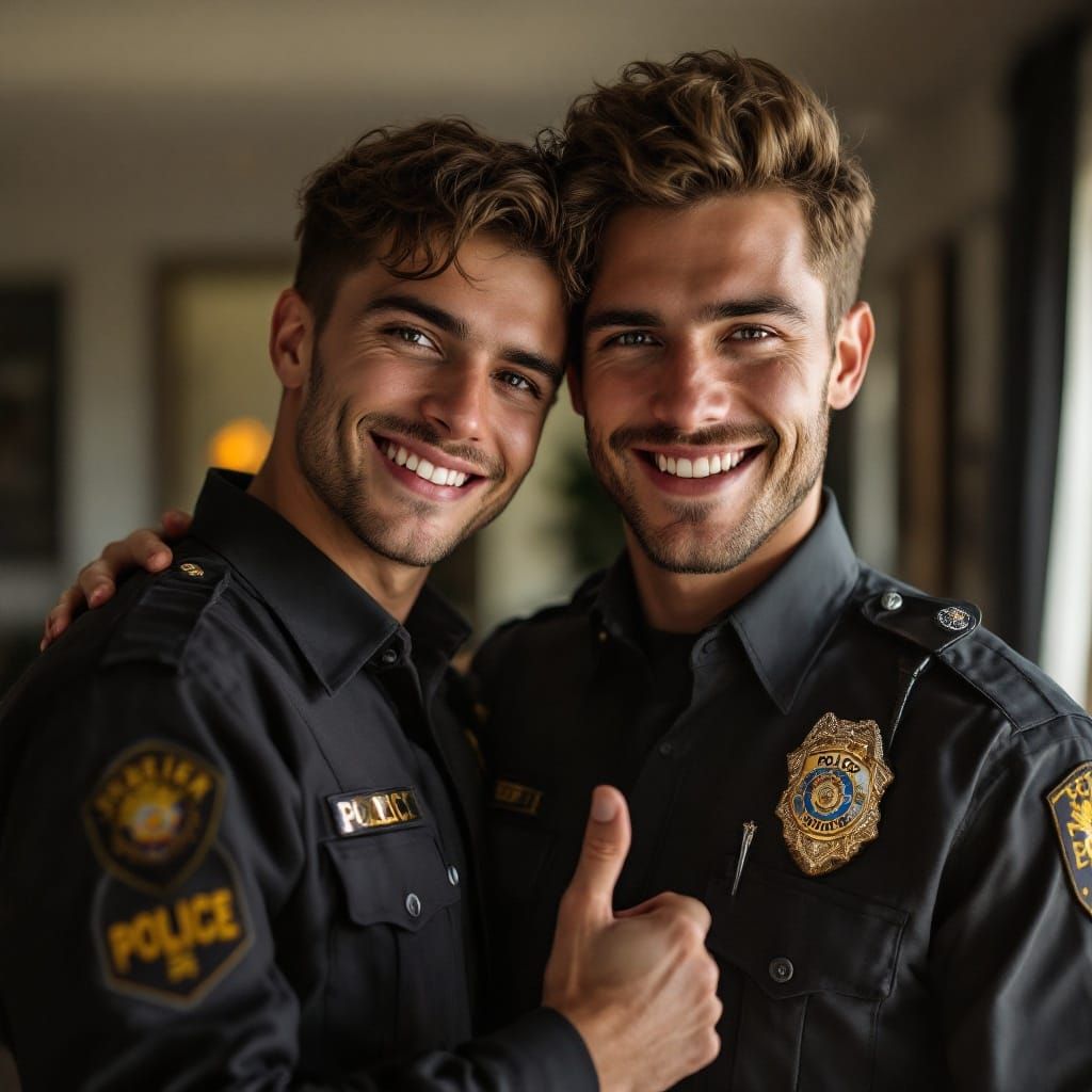 Handsome Detective Shows Off New Badge with Boyfriend