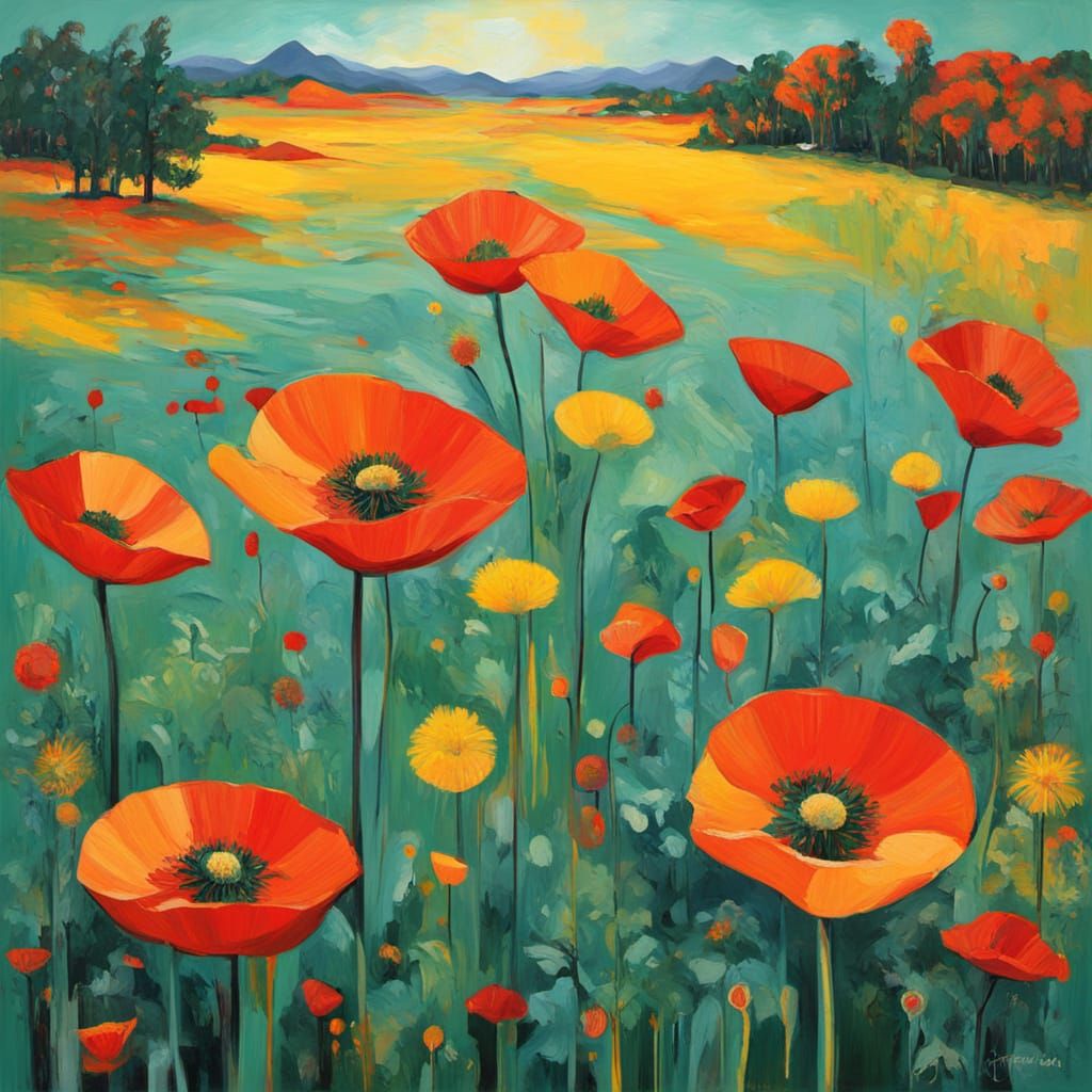 Abstract Surrealist Tree Painting in Bauhaus Fauvism Style