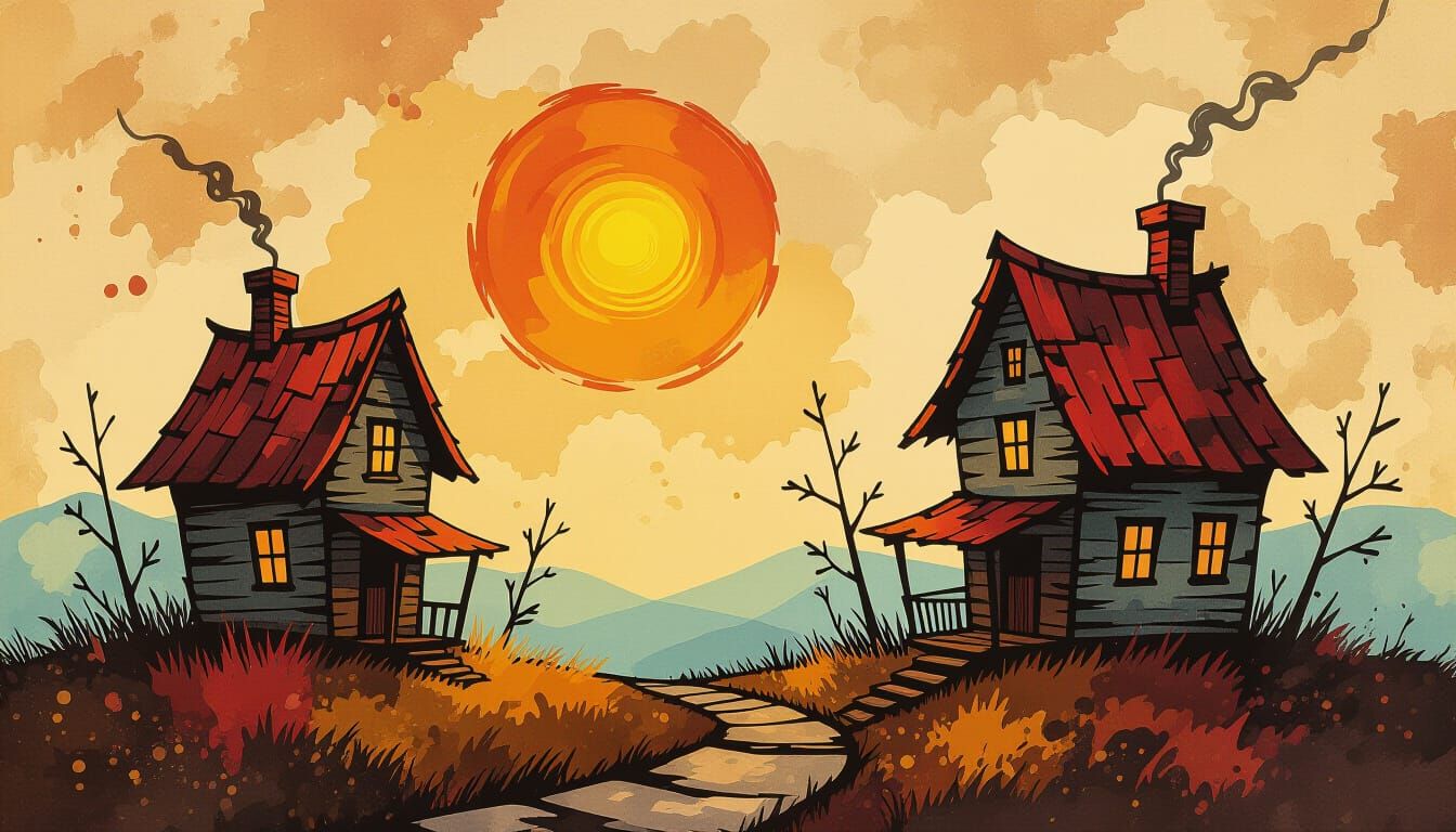 Textured Sun Vertical Lines in Kafkaesque Autumn Style