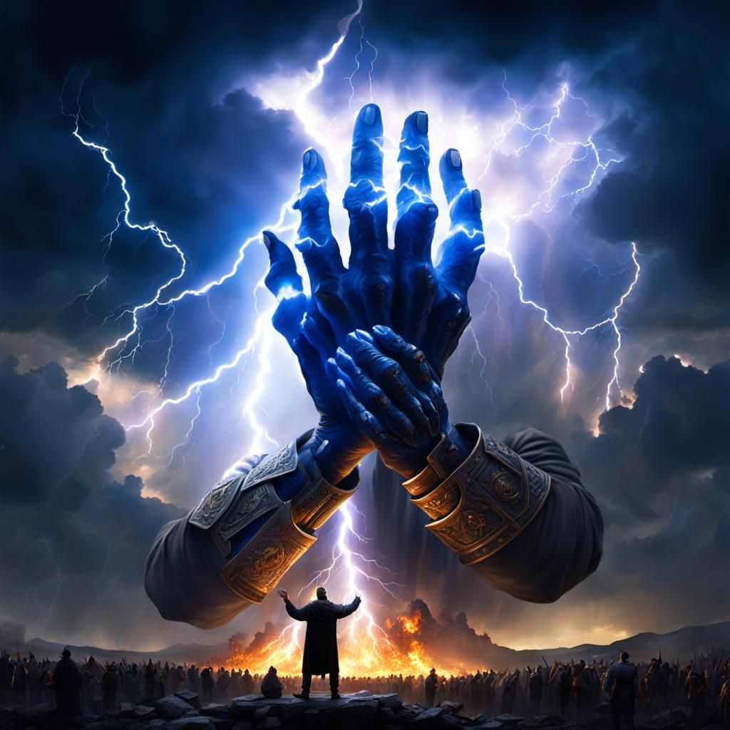 Dramatic Sky with God's Hands and Book of Life