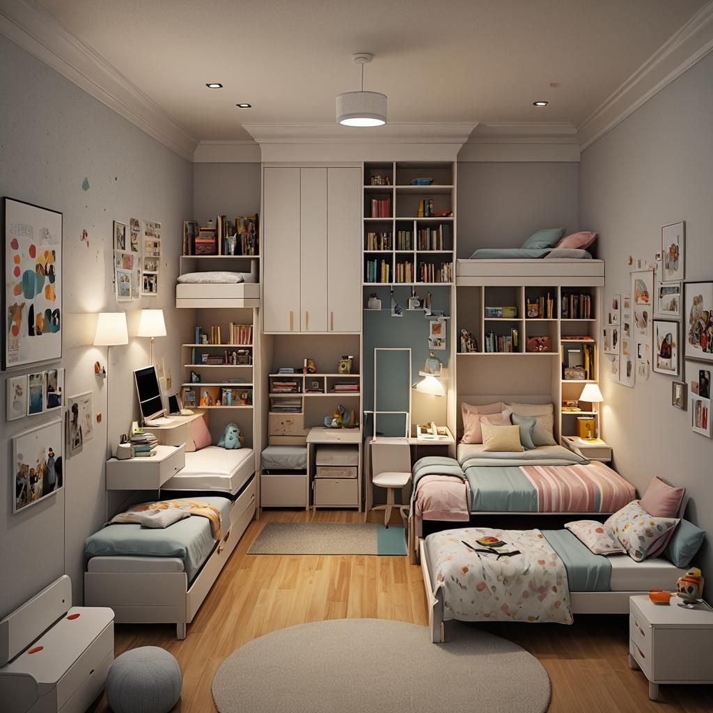 Modern Children's Bedroom Design with Two Beds