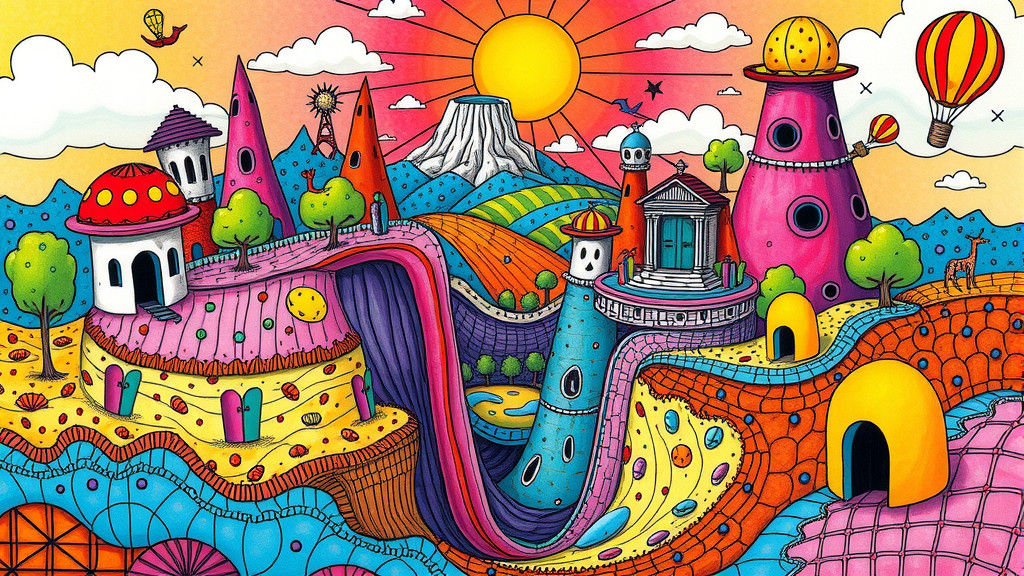 Whimsical Doodle Worlds in Surrealist Style
