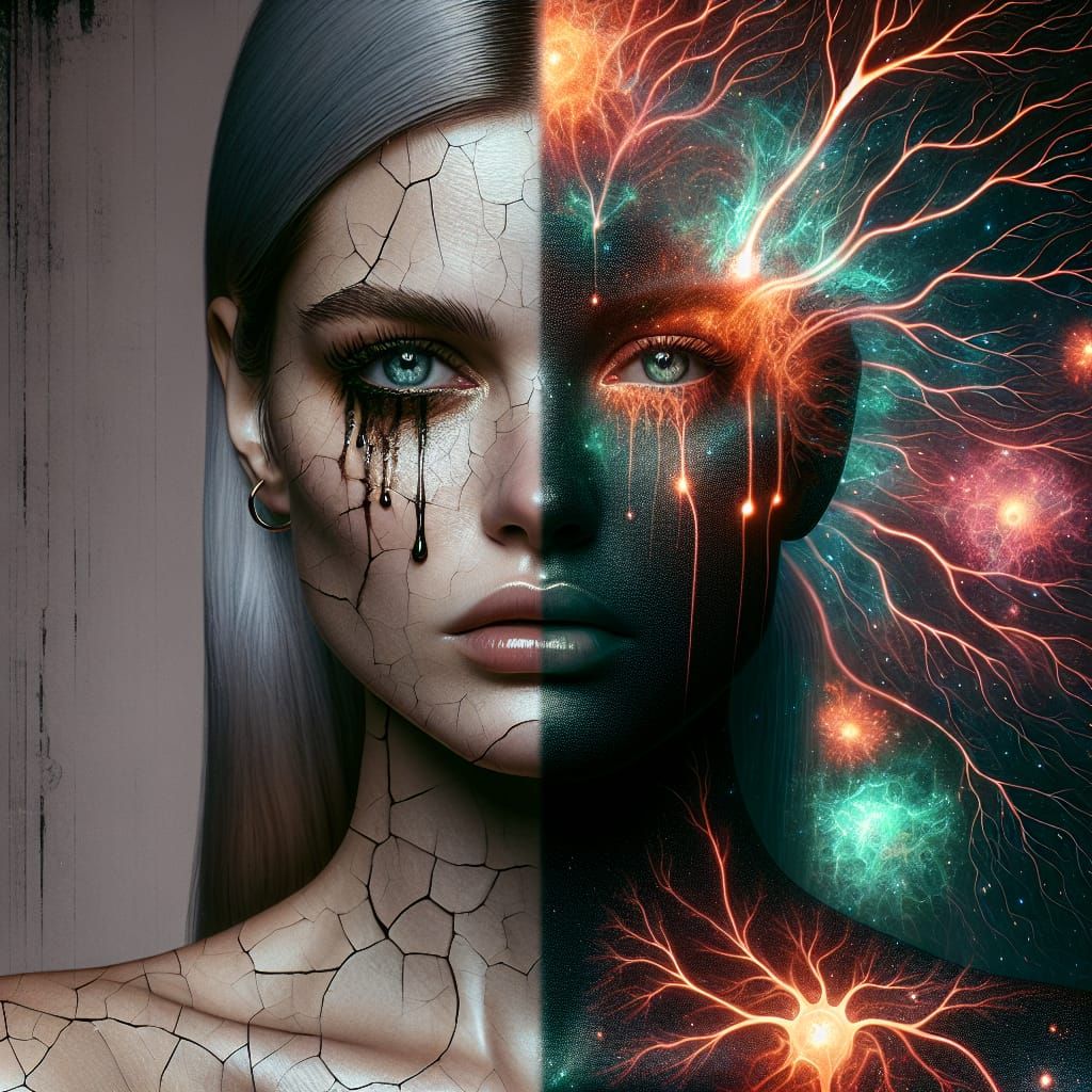 Shattered Portrait: Neural Overload in Digital Art Style