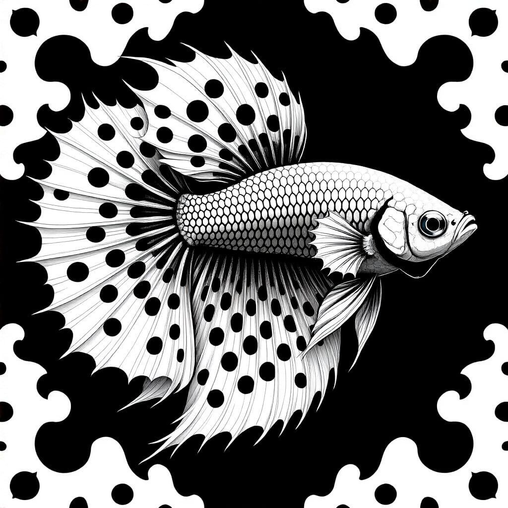 Polka Dot Betta Fish in Graphic Style