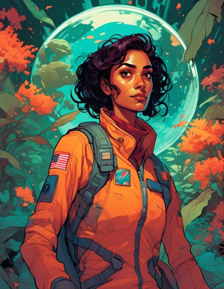 Fearless Space Adventurer in Alien Jungle