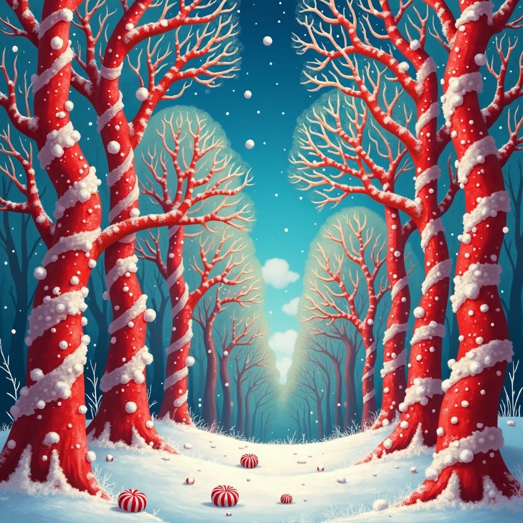 Candy Cane Forest in Whimsical Style