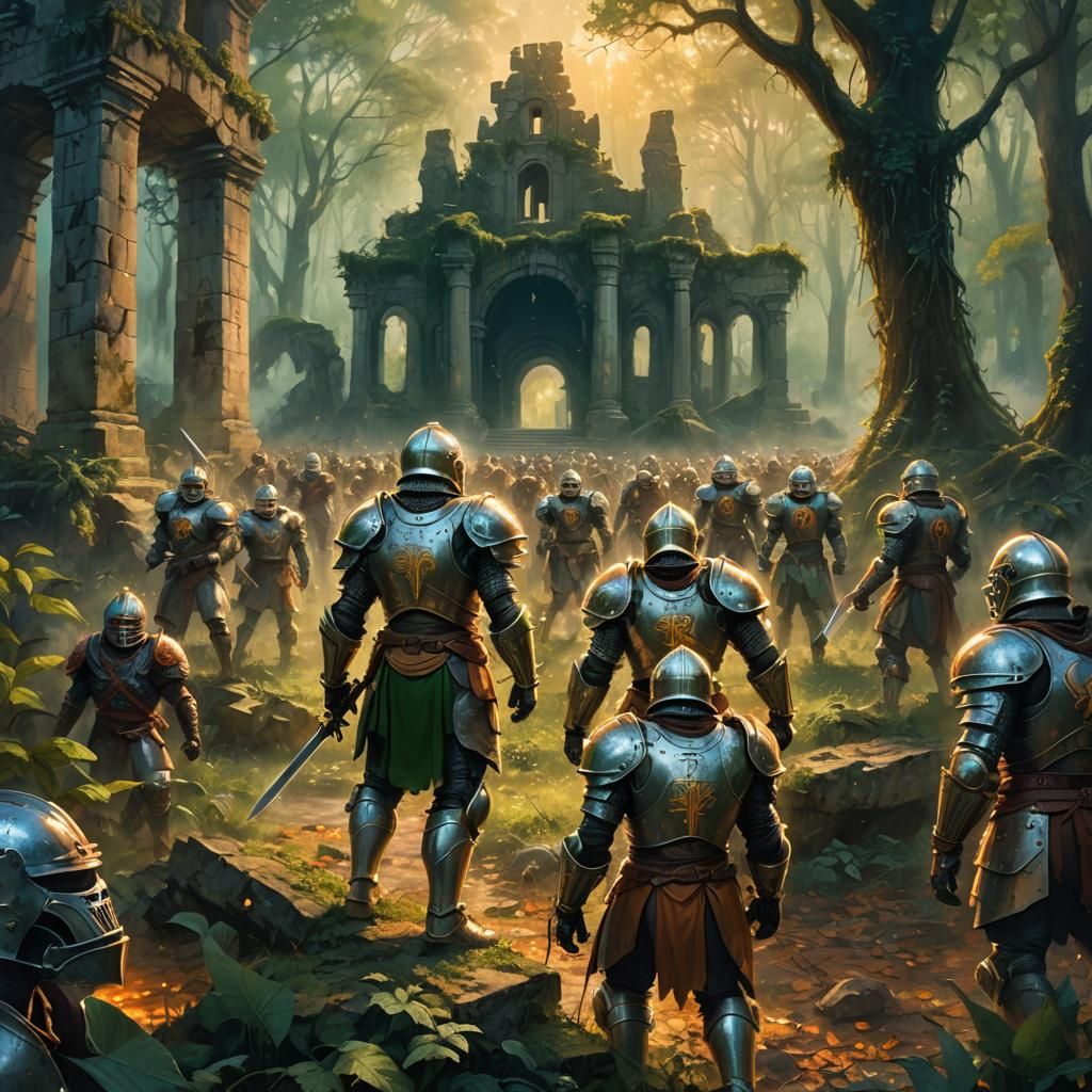 Medieval Football Warriors in Fantasy Forest