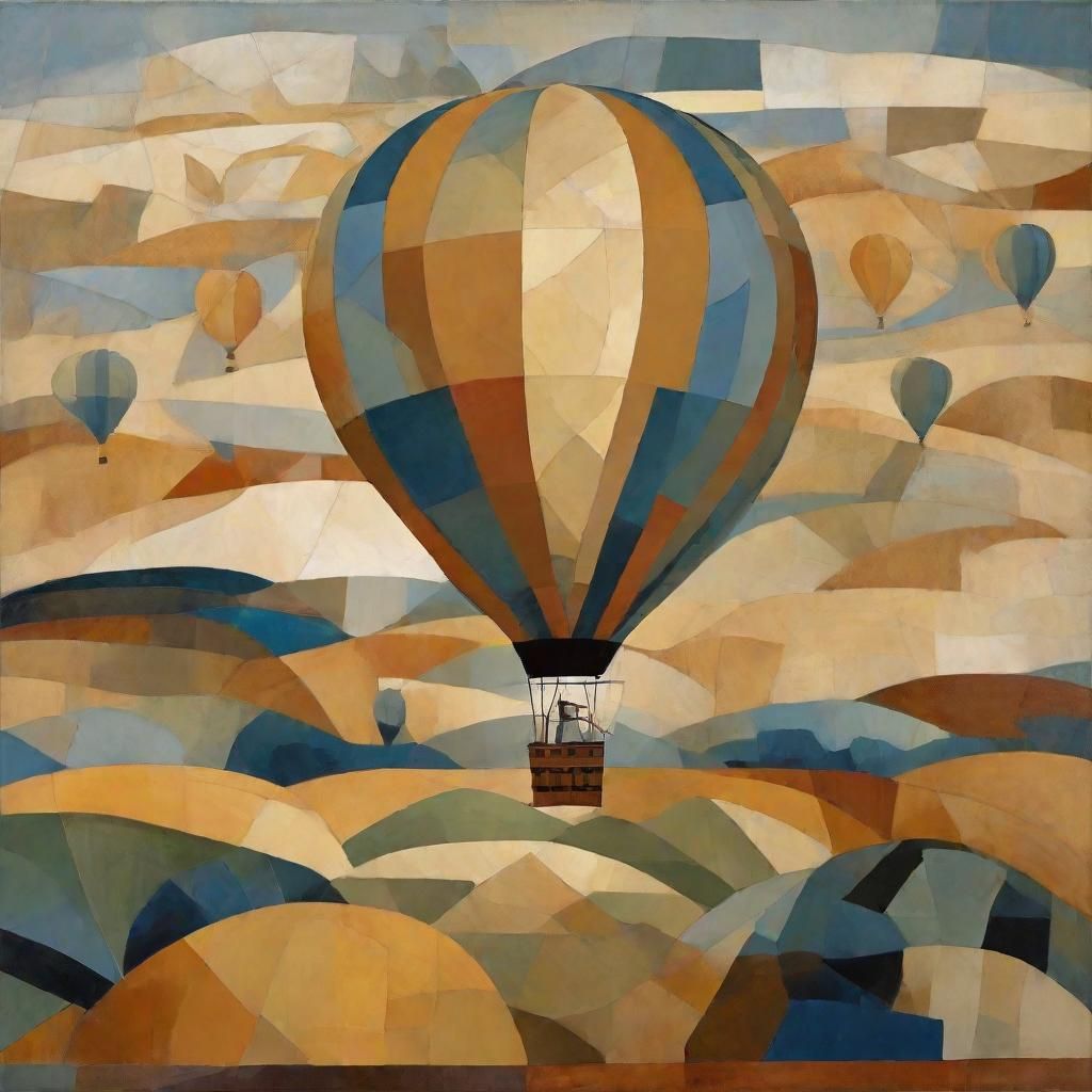 Fragmented Hot Air Balloon in Cubist Style