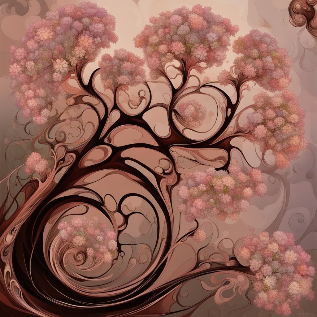 Surreal Plum Blossoms and Vines Oil Painting