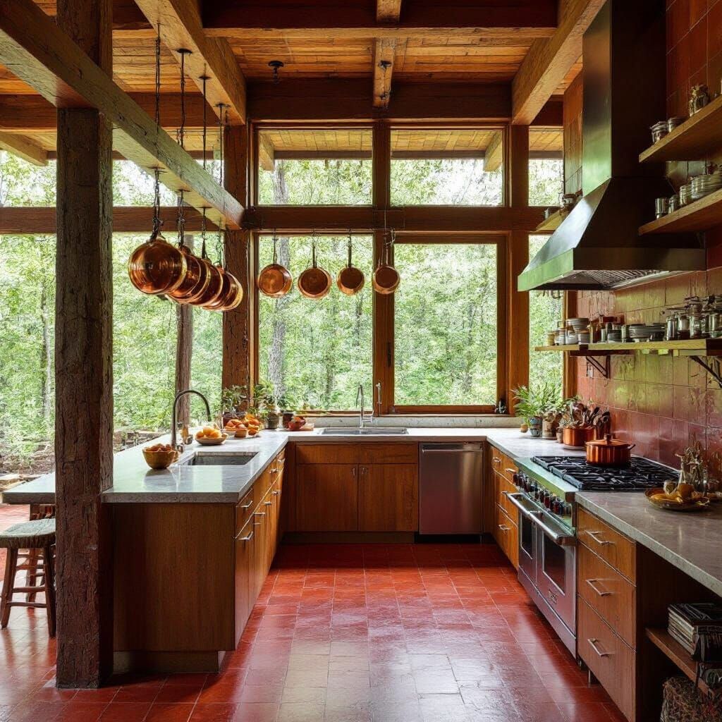 Forest Kitchen Design Blending Heritage and Modern Style