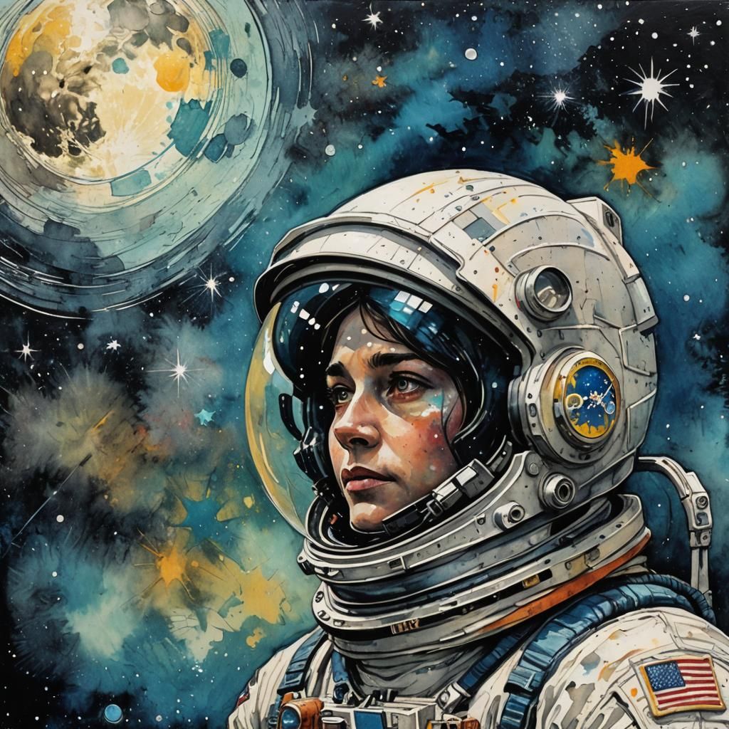 Astronaut Portrait: Pop Art Meets Noir in Space