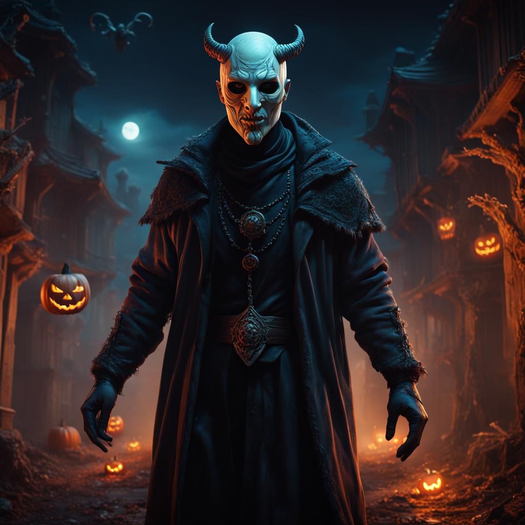 Man in Mask on Halloween Night