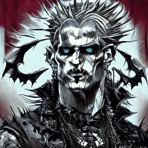 Gothic Punk Demon with Vodka in Neon