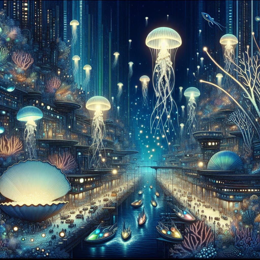 Spectacular Coral City of the Deep in Art Deco Style