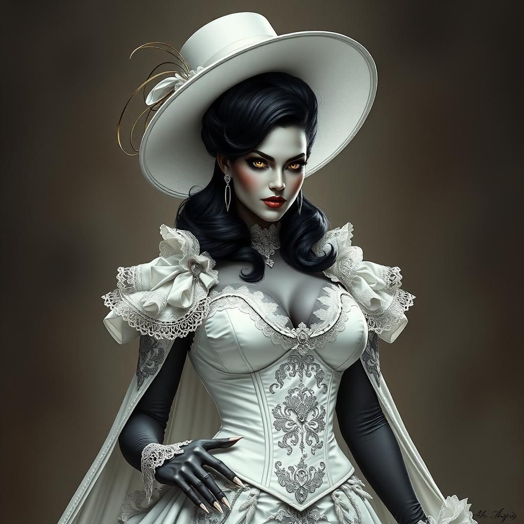 Elegant Vampire Lady Dimetrescu in Gothic Style