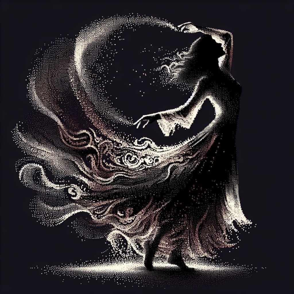 Enchanted Bohemian Woman in Whirling Motion