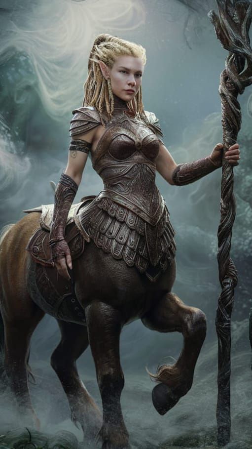 Elven Centaur Warrior in Ethereal Landscape