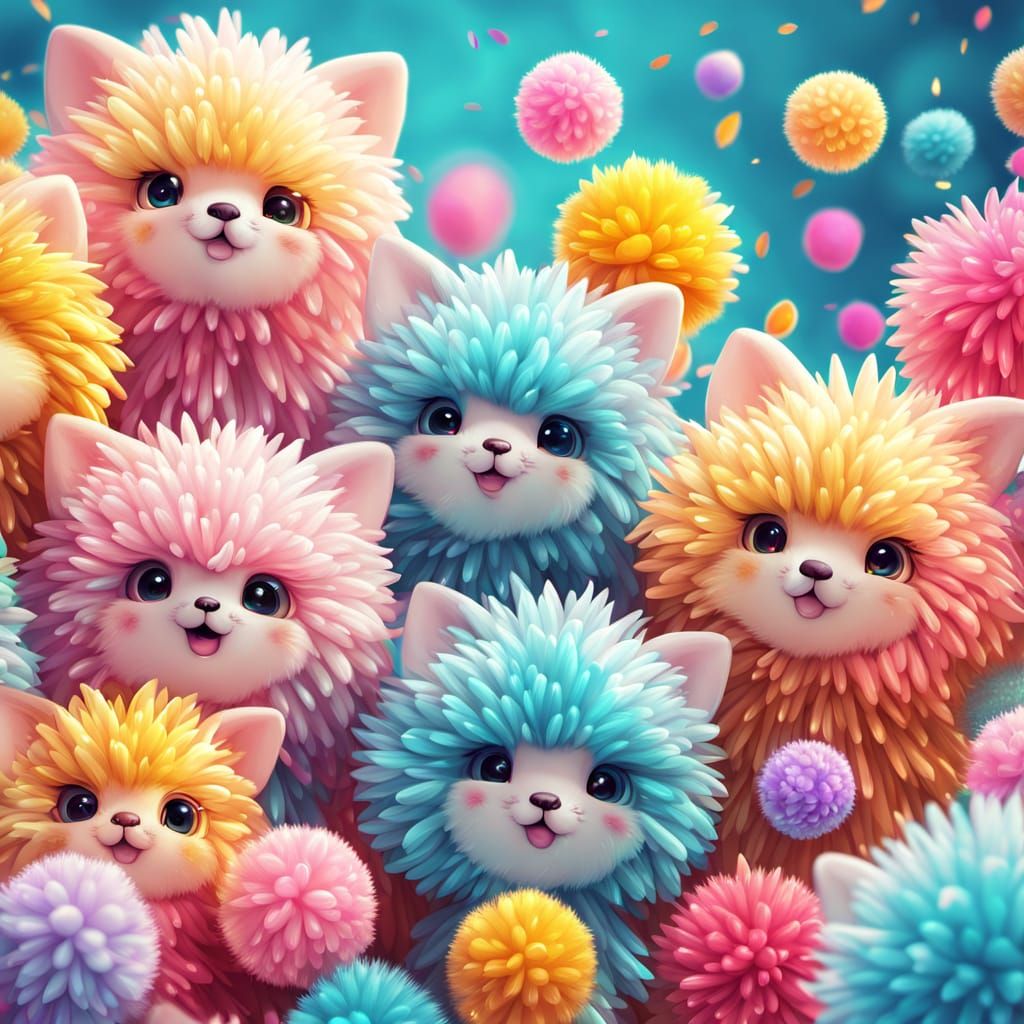 Vibrant Pom Pom Character in Digital Art