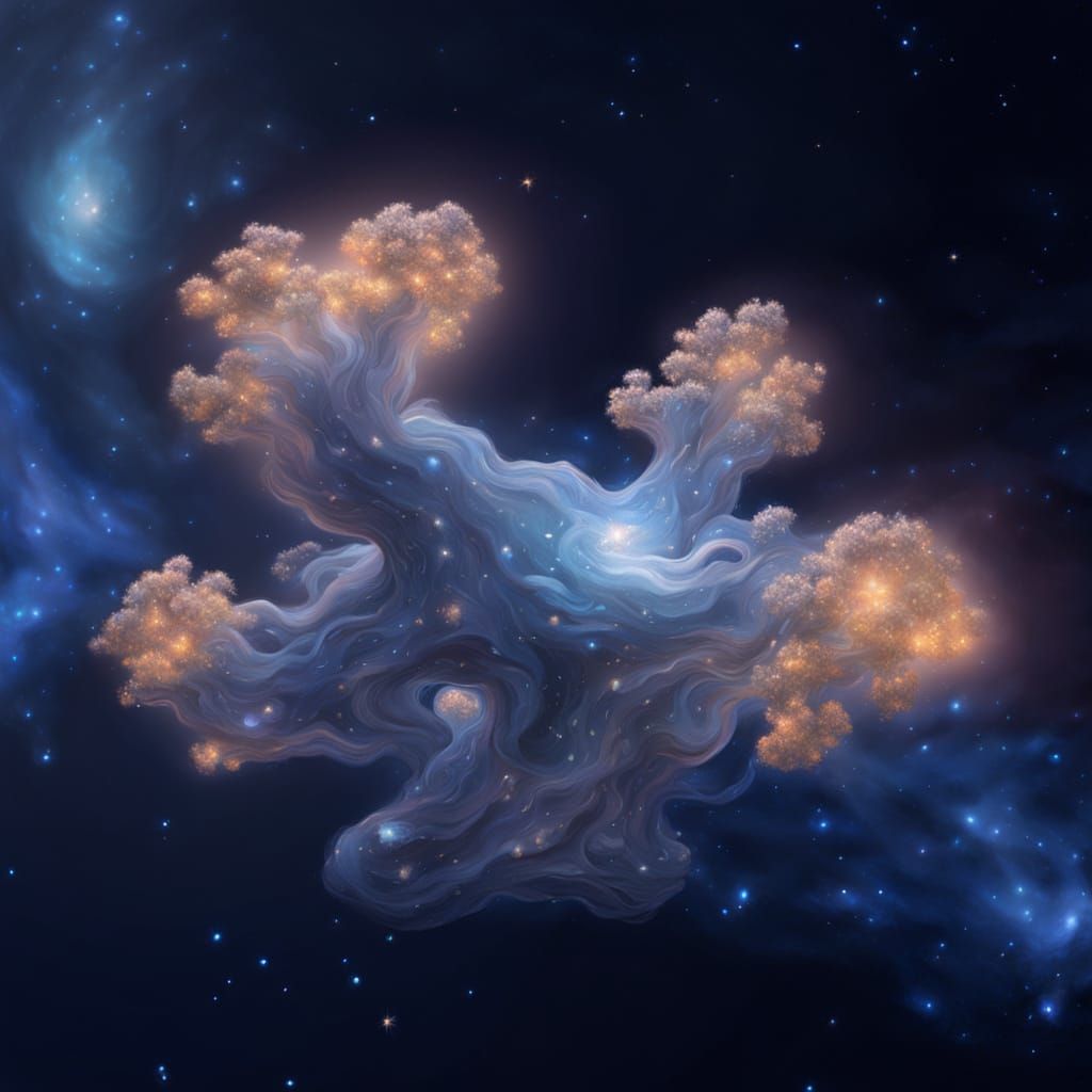Surreal Alien Tree Floating in Space: Oil Painting