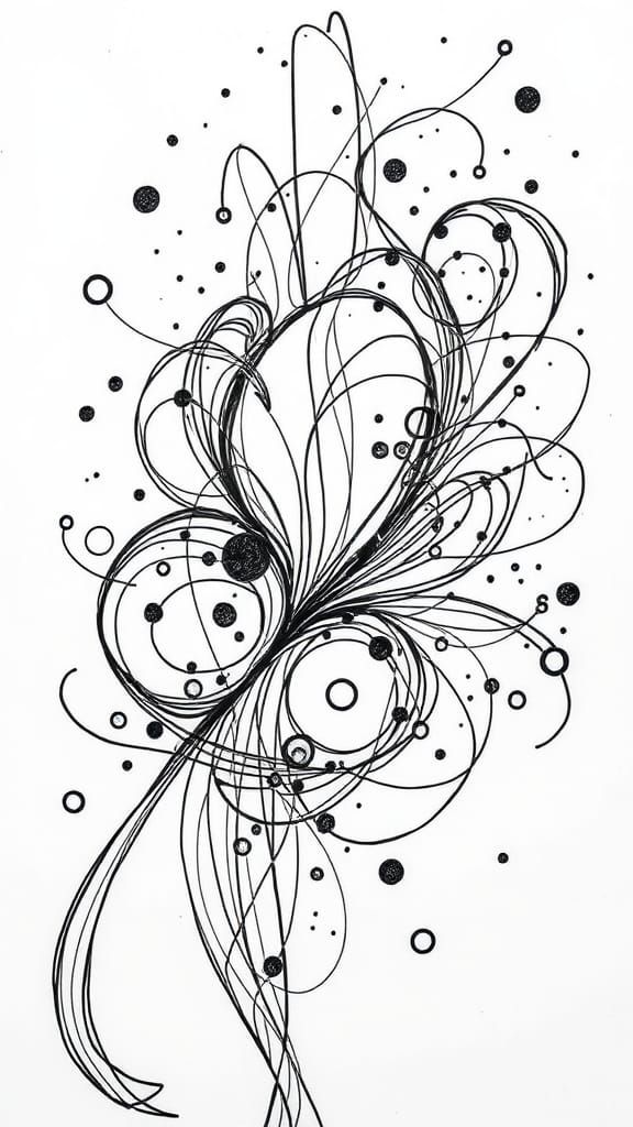 Detailed Abstract Doodle Drawing in Black and White