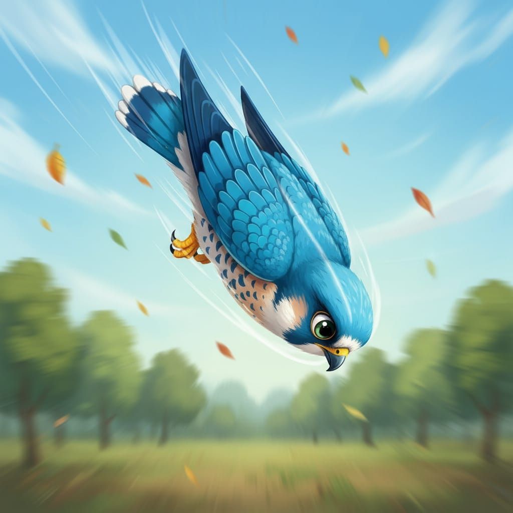 Blue Peregrine Falcon Character Illustration