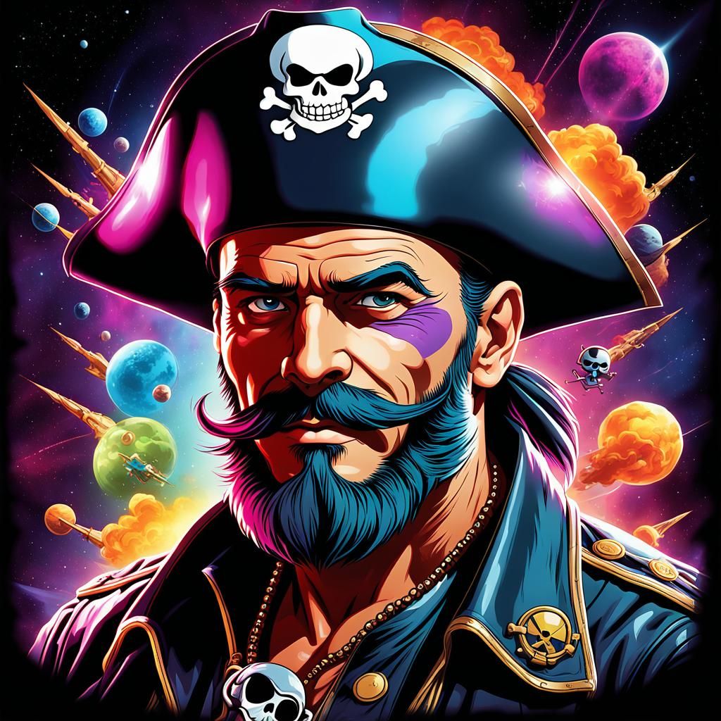 Retro Space Pirate in Disney-Style Comic Art