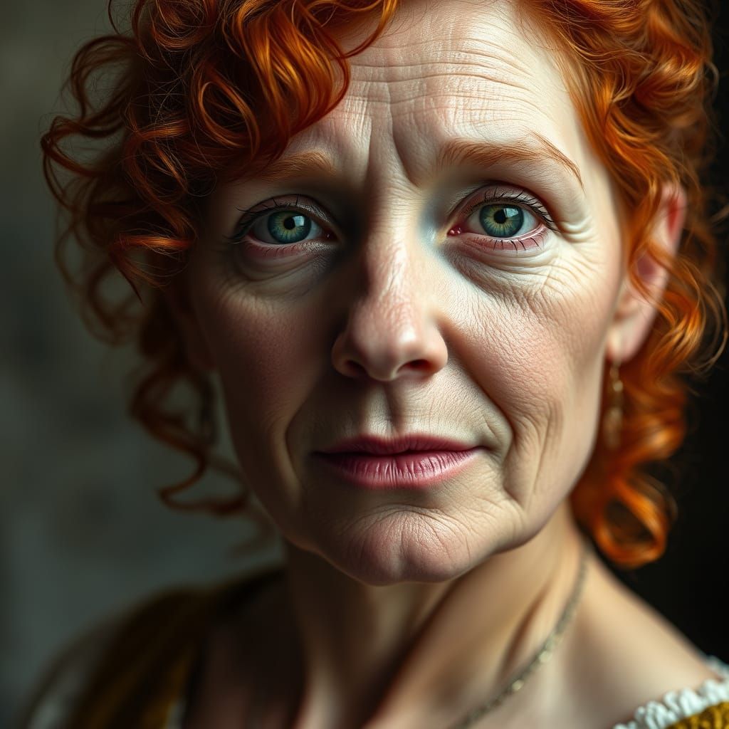 Hyper-Realistic Portrait of a 60-Year-Old Woman in Early Ren...