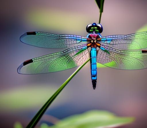 Dragonfly Perched on Grass: Professional Photography