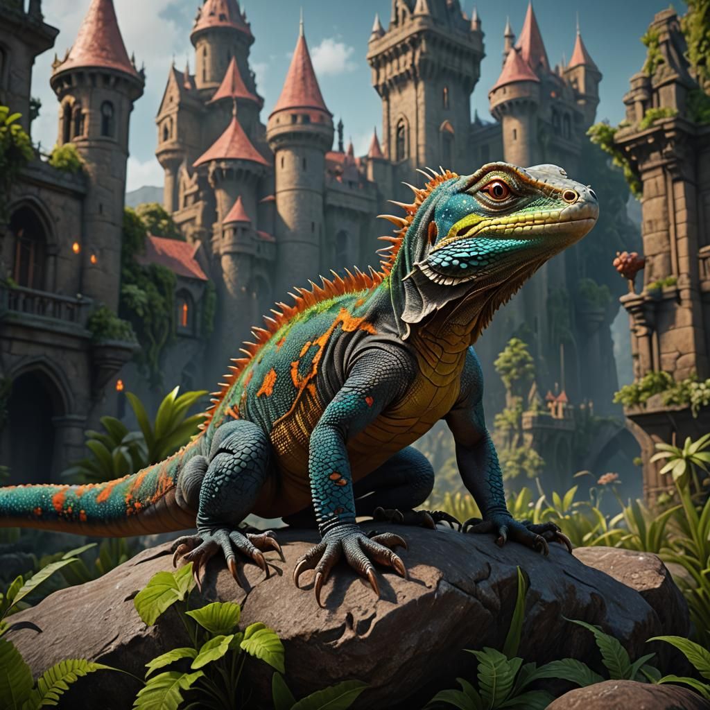 Detailed Lizard Painting in Fantasy Concept Art Style