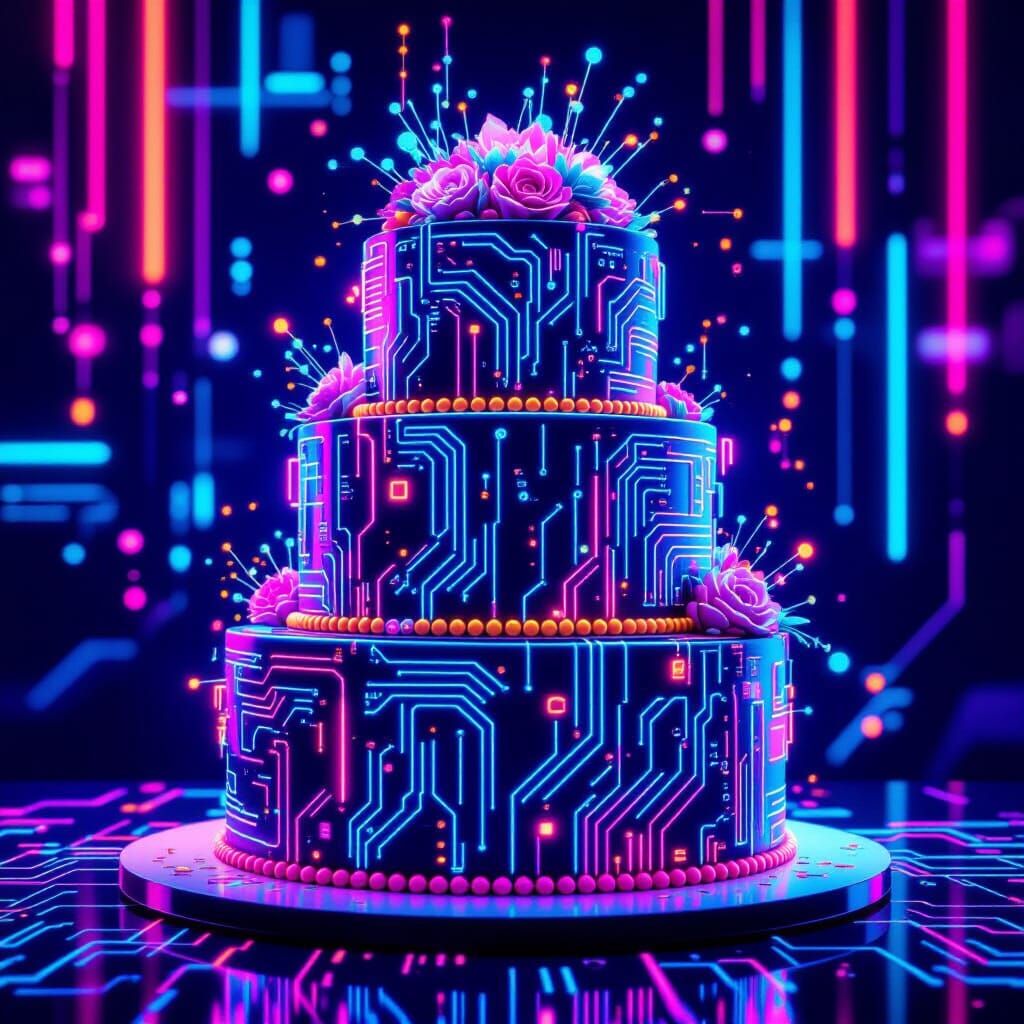 Cyberpunk Cake: Neon, Circuits, and Coding Lore