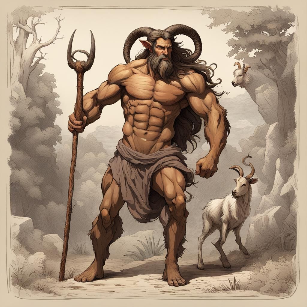 Orpheus: Detailed Matte Painting of Satyr Character