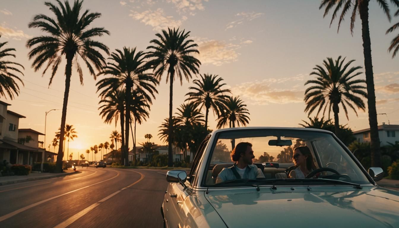 Sunset Drive: Cinematic Golden Hour Couple's Journey