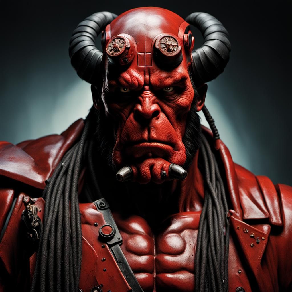 Hellboy as Biomechanical Art Portrait