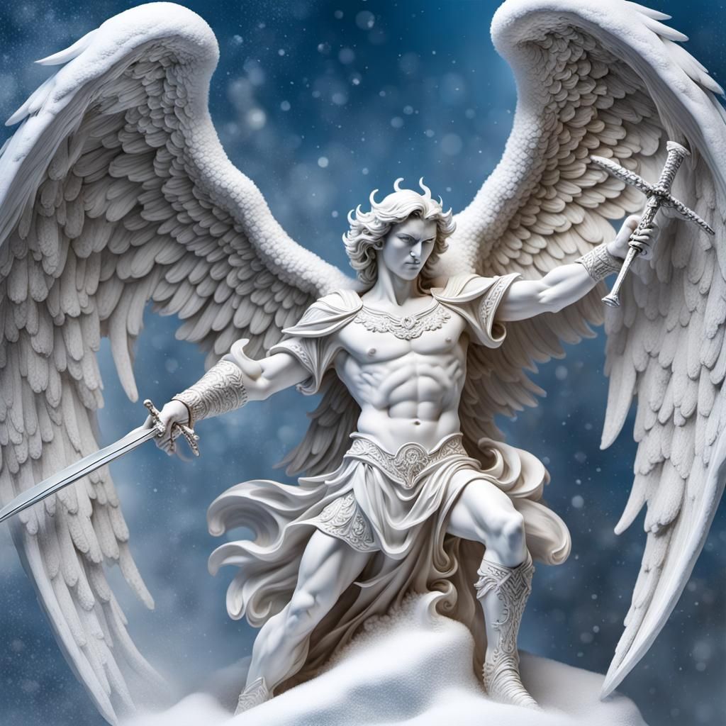 Iced sculpture of archangel Michael