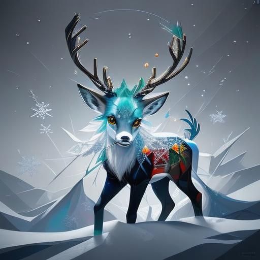 Vibrant Winter Wonder: Reindeer in Blizzard