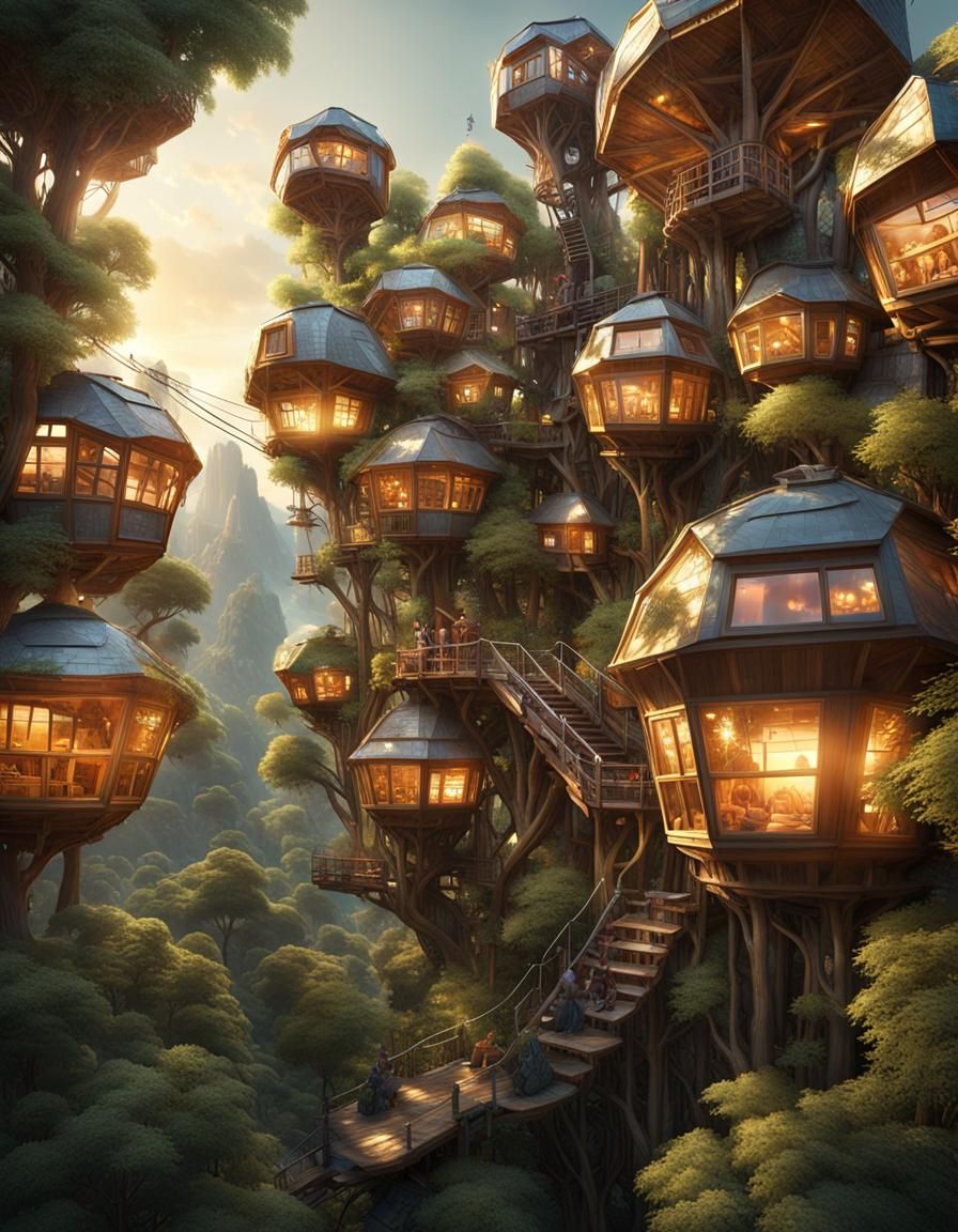 Honeycomb Village Treehouses in Dieselpunk Prism Style
