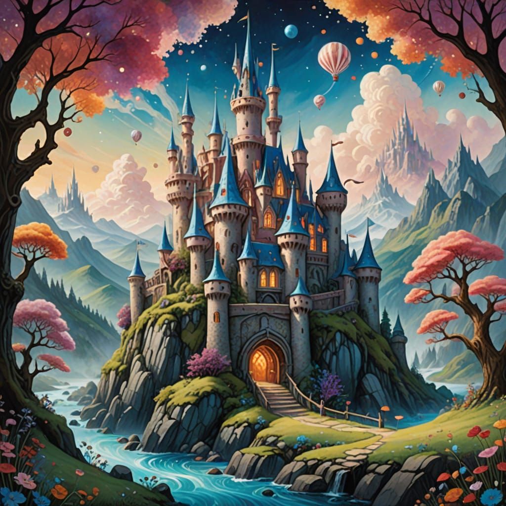 Whimsical Castle in a Fantastical Wonderland