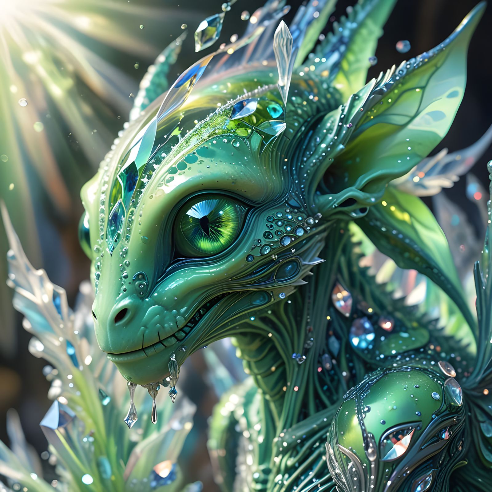 Alien Pet Gazing into Crystal Ball Watercolor