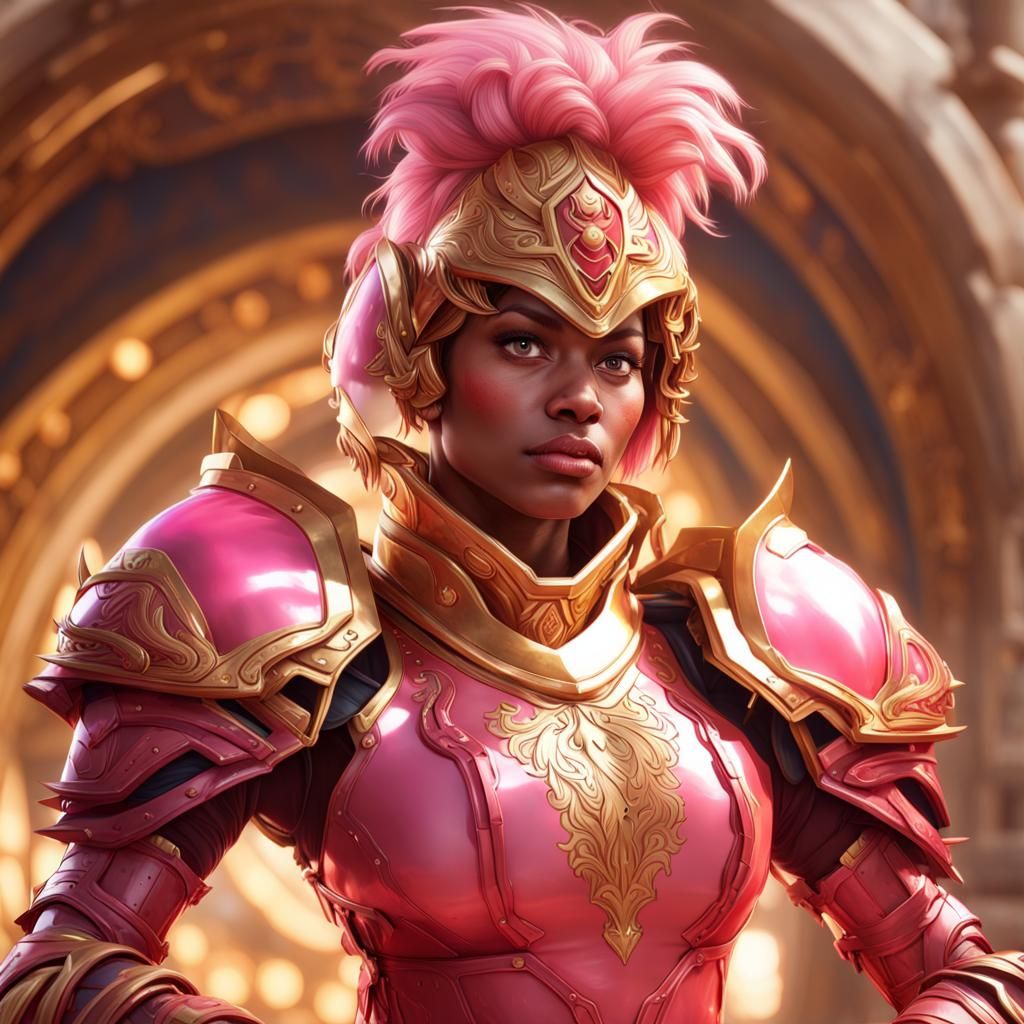 Armored Pink Muppet Monster Portrait, Detailed Concept Art