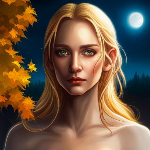 Elven Woman Under Starry Night, High Gothic Fairycore