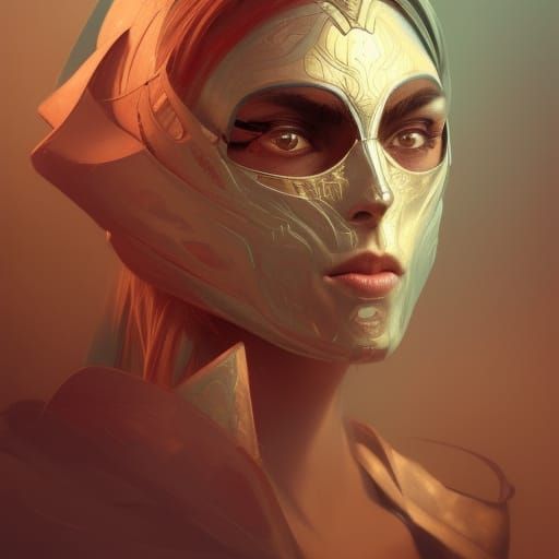 Woman in Havoc Mask: Art Nouveau Portrait
